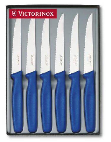 Steakové nože 6 ks s ostrou špičkou - modrý Victorinox
