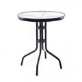 Zahradní stolek kov - skleněná deska, pr. 60 cm, černý