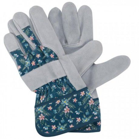 Dámské zahradní,kožené rukavice se suchým zipem - modré, s chráničem zápěstí