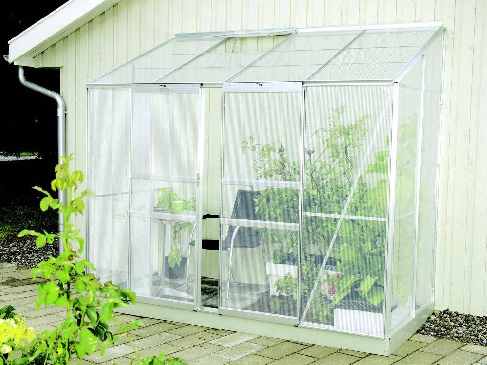 Vitavia Garden Skleník ke stěně IDA PC 6 mm, stříbrný elox. hliník - 132 x 69 x 184